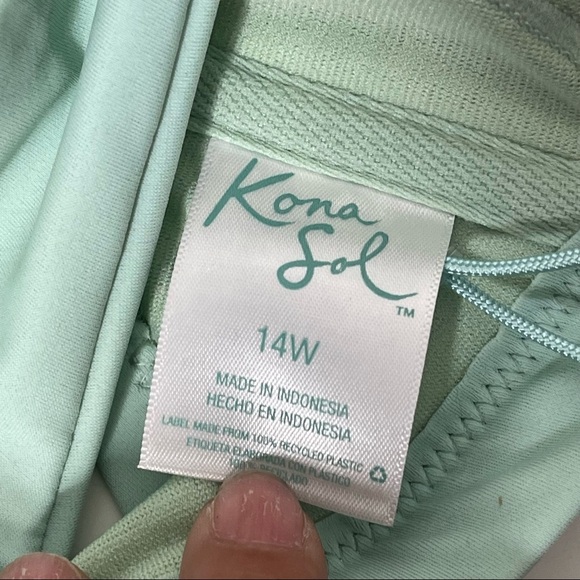 Kona Sol Mint Green Plus Beach Pool Padded Bikini Top - Picture 6 of 8